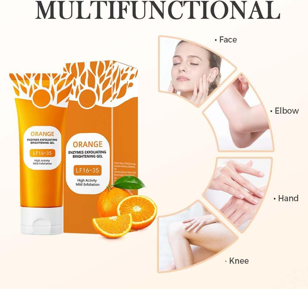 Orange Exfoliating Gel, Moisturizer Face Body Scrub Gel,Deep Cleansing Moisturizing Facial Exfoliator,Natural Orange Peeling Gel Face Scrub (1 G (Pack of 1)) - 0.5 G (Pack Of 2) image number 6