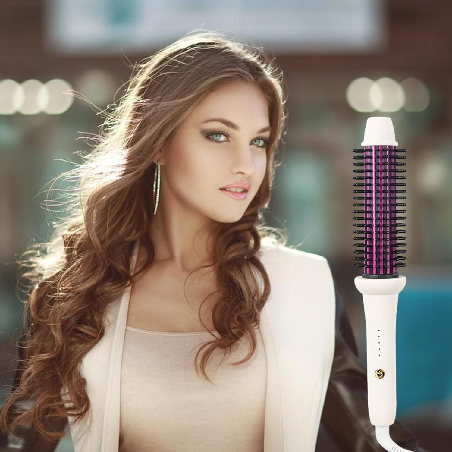 Hair Curler Ion Brush - 28Mm Straightening Iron Comb, Negative Ion Styling Tool | Thermal Iron Curling Brush Device, Salon Quality Hair Tool with Smooth Glide for Spa Home Hotel Dorm Beauty Routine image number 3