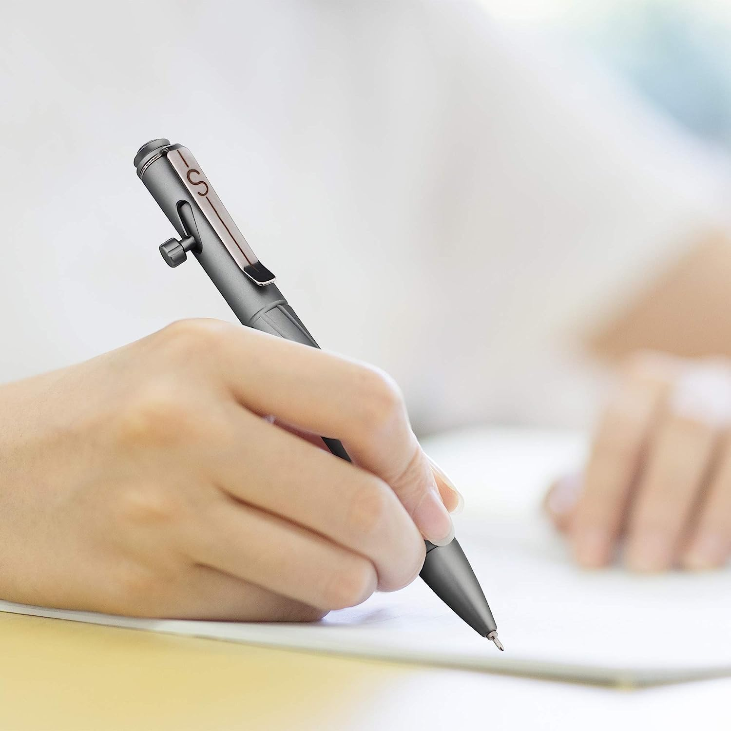 SMOOTHERPRO Ballpoint Pen Stainless Steel Pen Compatible with Pentel Refill for Business Signature Color Black (PTC050) image number 3