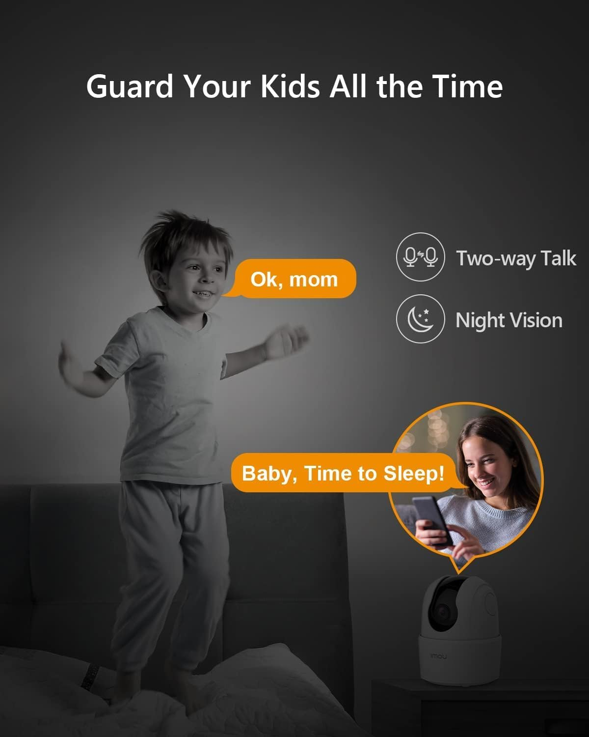 Imou 2K Wifi Indoor Security Camera Baby Monitor, Pet Camera Dog Camera, 360&deg; Home Security IP Camera 3MP, Human Detection AI, Smart Tracking, Siren, 10M Smart Night Vision, 2-Way Audio image number 5