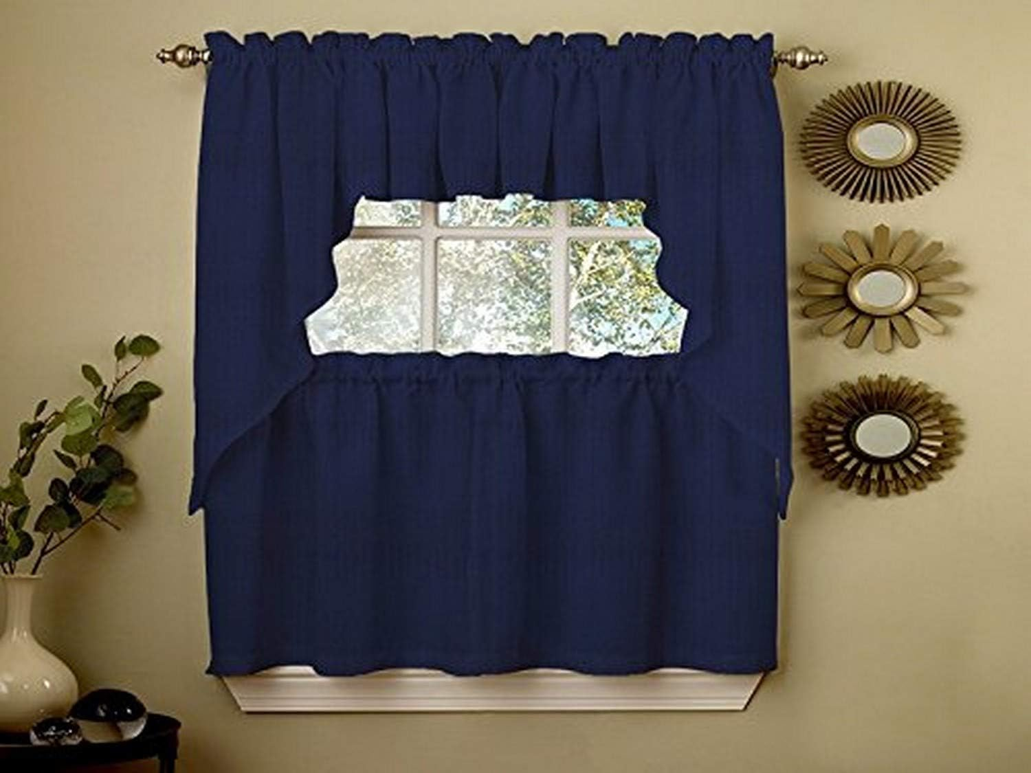 Sweet Home Collection Old World Style Floral Heavy Lace Kitchen Curtain Valance, Hopewell White image number 5