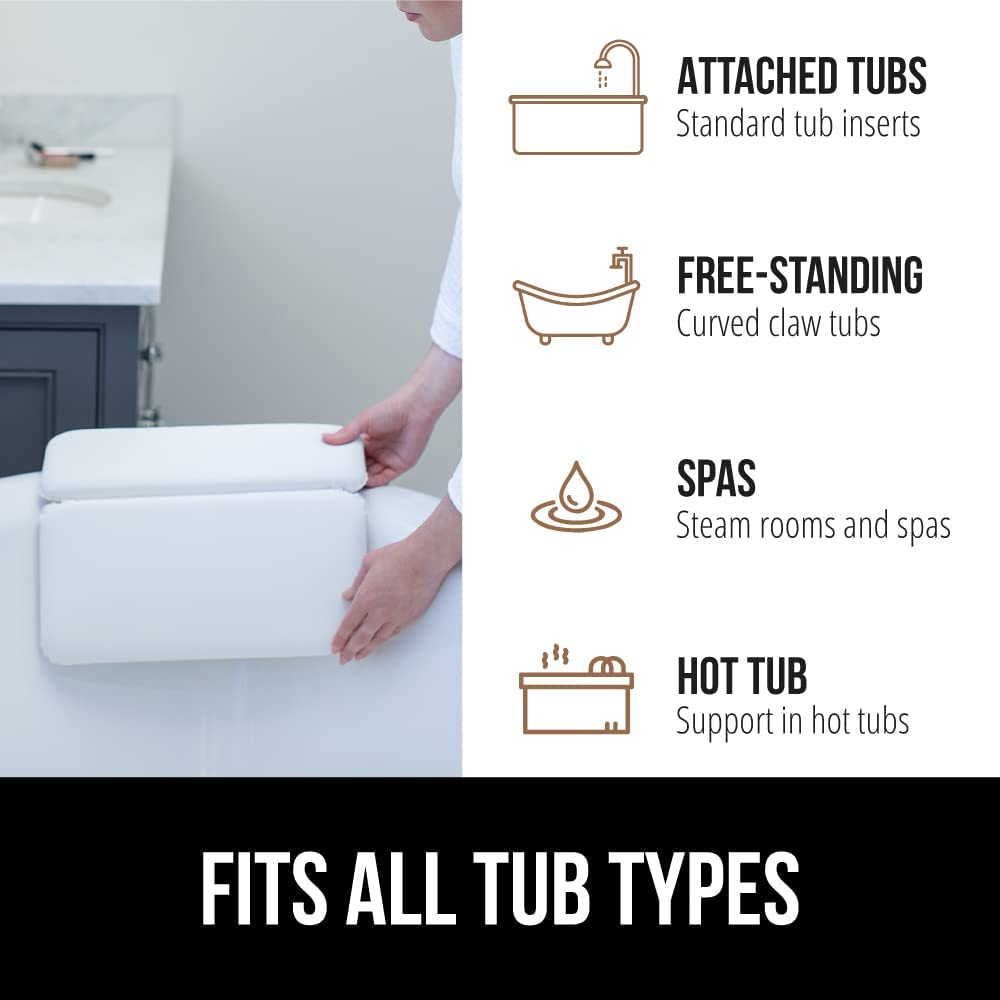 GORILLA GRIP Original Spa Bath Pillow Features Powerful Gripping Technology, Comfortable, Soft & Large (14.5" X 11") Luxury 2-Panel Design for Shoulder & Neck Support, Great for Hot Tub, Jacuzzi, Spas image number 5