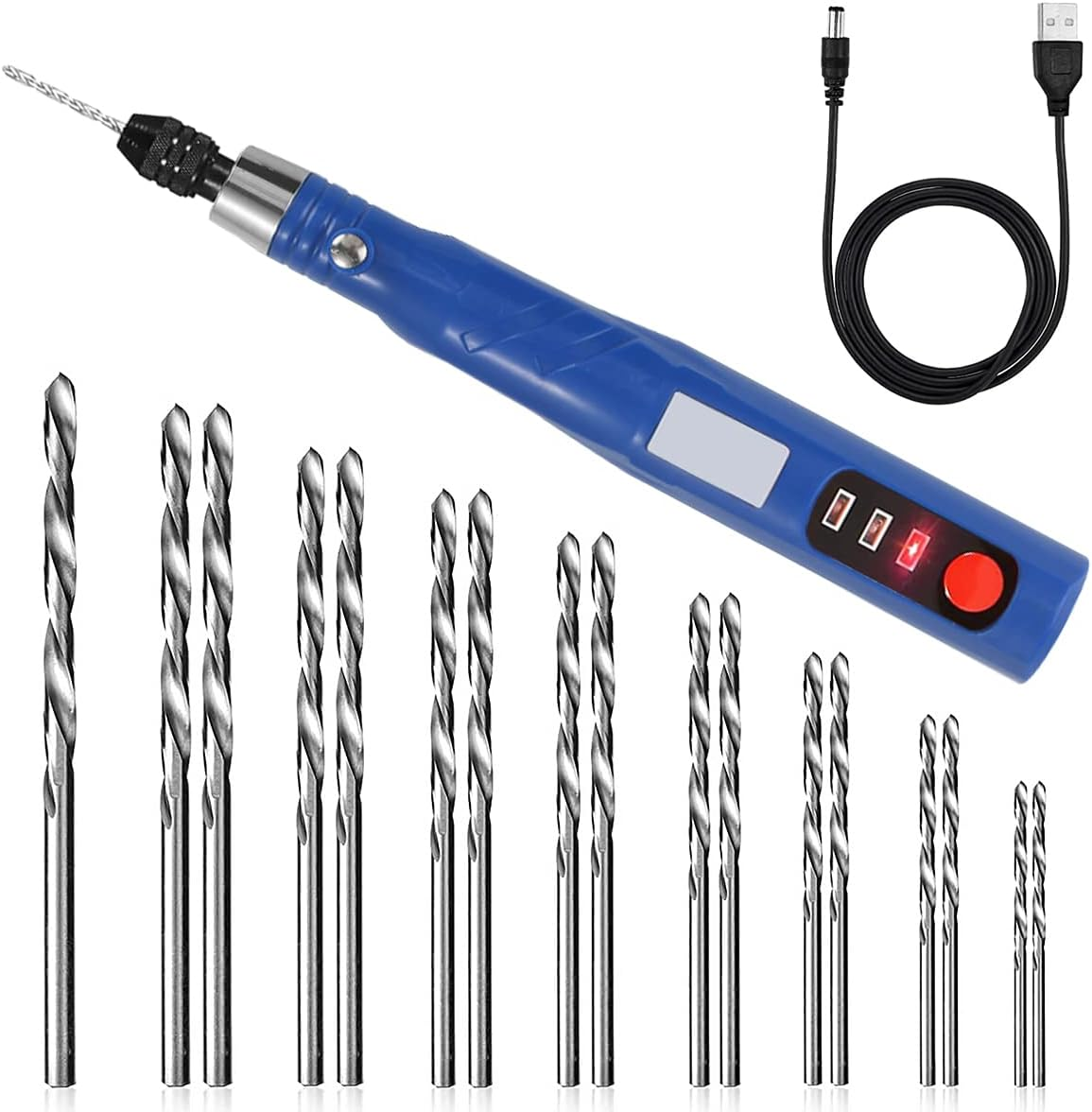 Electric Hand Drill Cordless Rotary Tool with 3 Adjustable Speed Rechargeable Electric Engraving Pen Portable Mini Engraver Tools for Wood Resin Plastic Pearl Etc. (Blue) image number 2