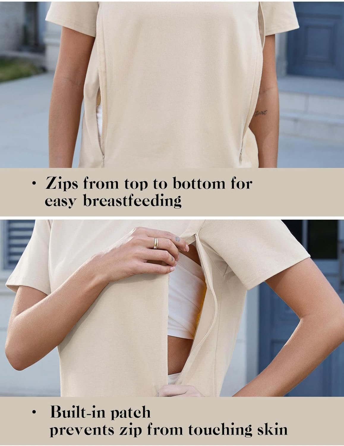 Liu & Qu Breastfeeding Shirts for Women 3 Pack Hidden Zipper Nursing Tops Side Split Postpartum Clothes image number 3