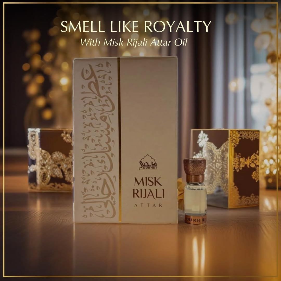 Misk Rijali Attar | Soft Silky White Musk | مسك رجالي عطر | Authentic Arabic Fragrance Oil | 100% Pure, Alcohol-Free, Halal | 1 Bottle X 6Ml image number 2