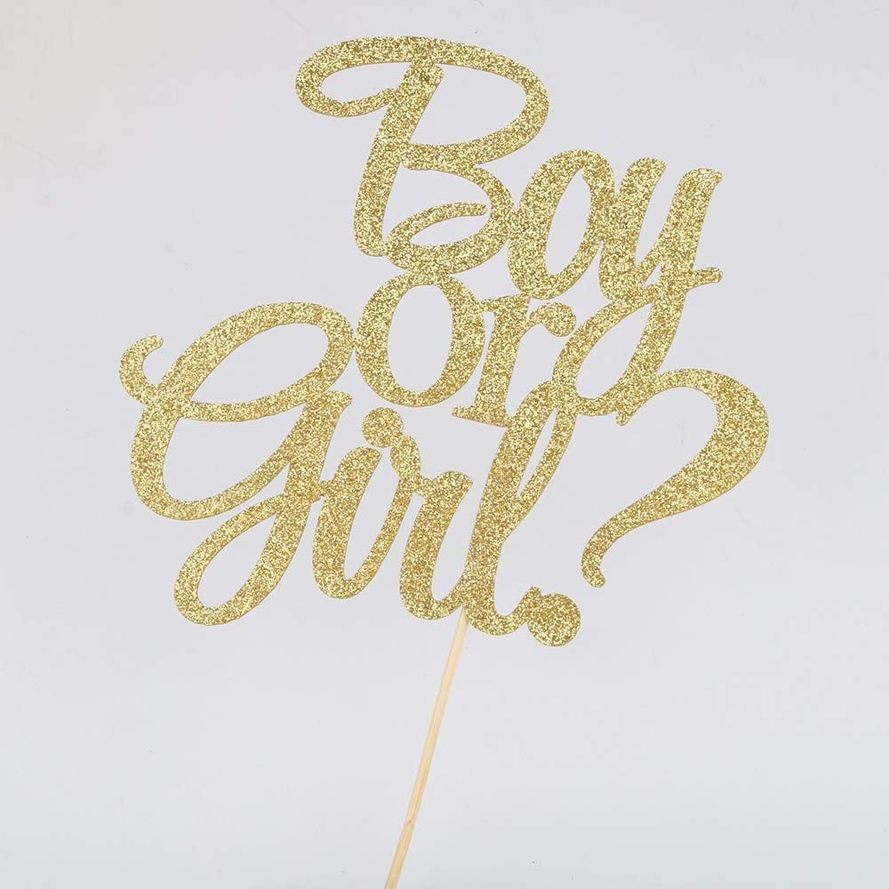 Confetti! Gold Glitter 'Boy or Girl' Cake Topper - Perfect for Baby Shower, Celebration Decor | Stylish & Picture-Perfect Centerpiece image number 6