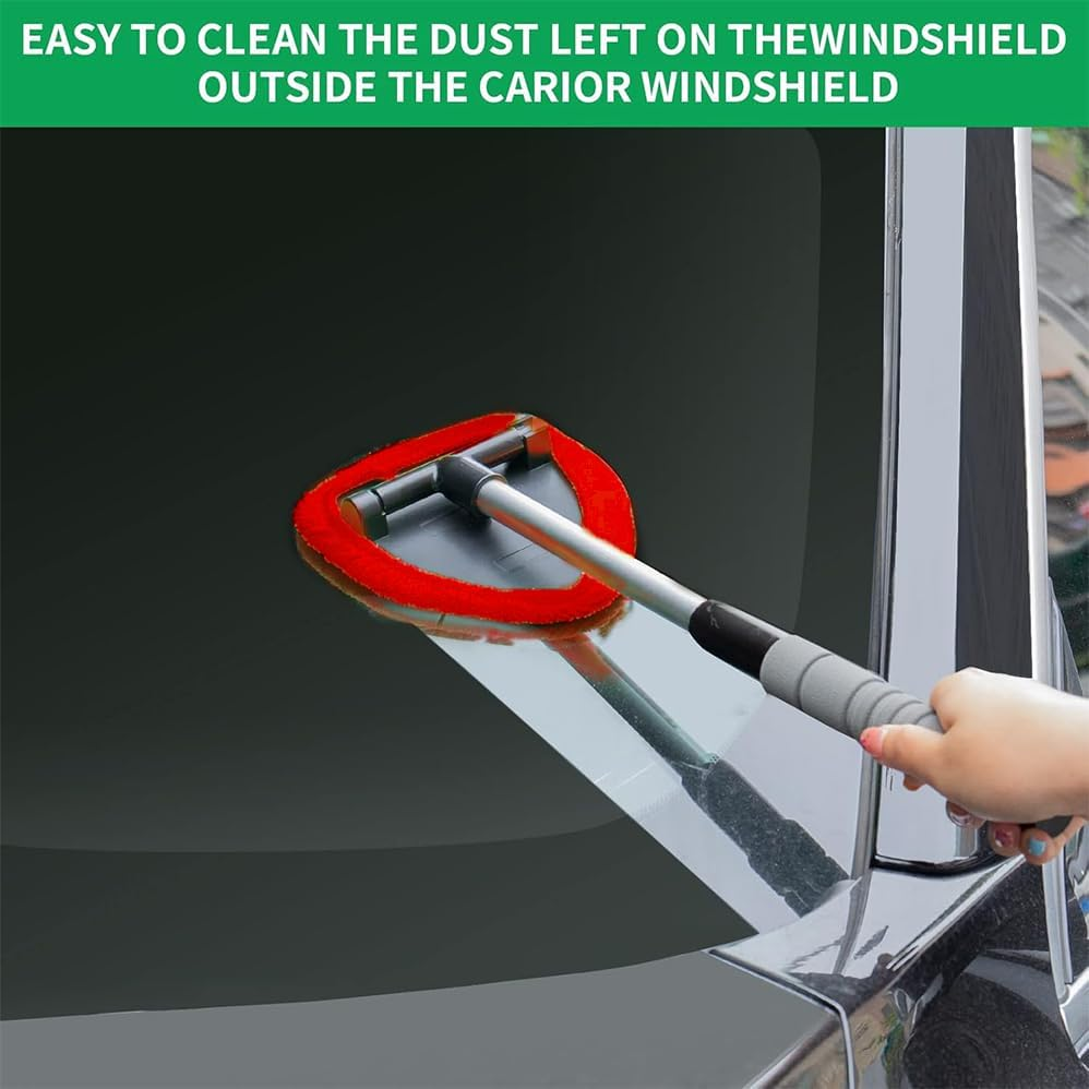 9 Pcs Car Window Cleaner Kit with Extendable Handle Include Triangle Retractable EVA Pole 6 Red Cloth Covers Spray Bottle and Detail Brush for Car Detailing, Trucks, Suvs, Rvs & Home Windows image number 3