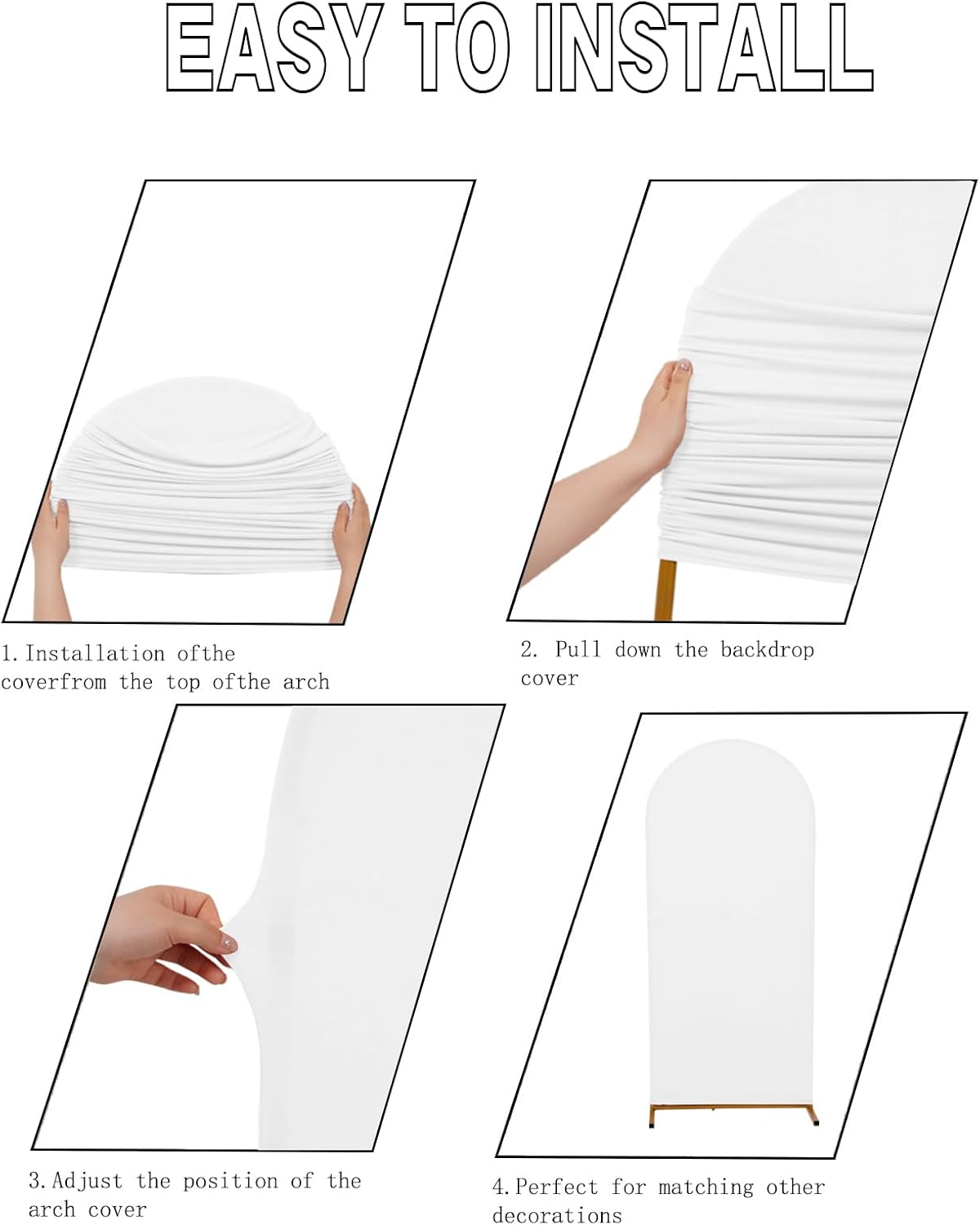 Peomeise 6.6FT Wedding Arch Cover，White Arch Backdrop Cover Stretchy Spandex Backdrop Stand Covers for Birthday Party Ceremony Banquet Decor(79.2" L X 39.6" W) image number 1