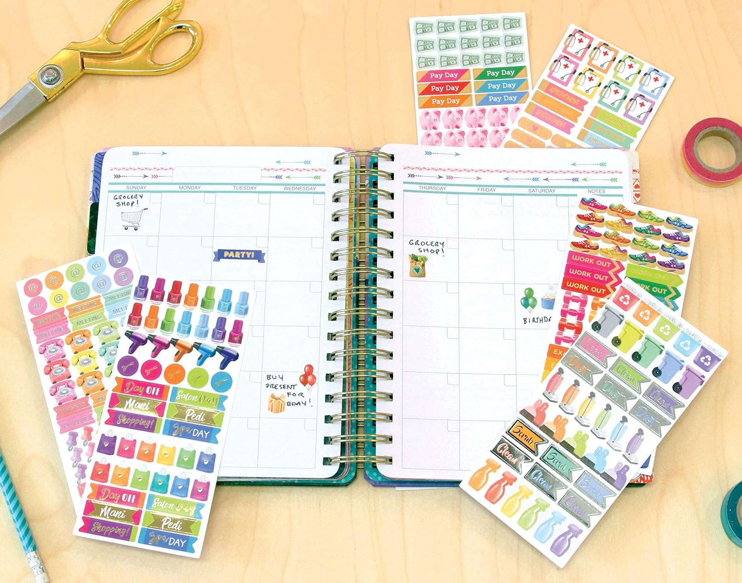 Paper House Productions SET-0008 Functional Icons Planner Bundle-Includes 28 Sheets 7 Themes over 1200 Stickers image number 2