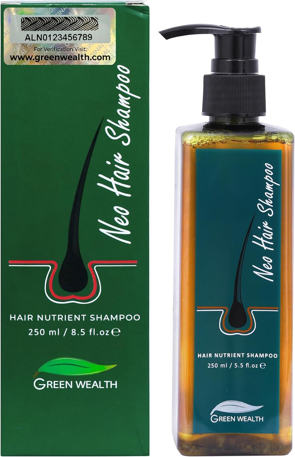 Green Wealth Neo Hair Nutrient Shampoo Hair | Sulphate & Paraben Free Formula | Men & Women | All Hair Types | Nourishes & Repairs Hair Roots | 8.45 Fl Oz / 250Ml image number 5
