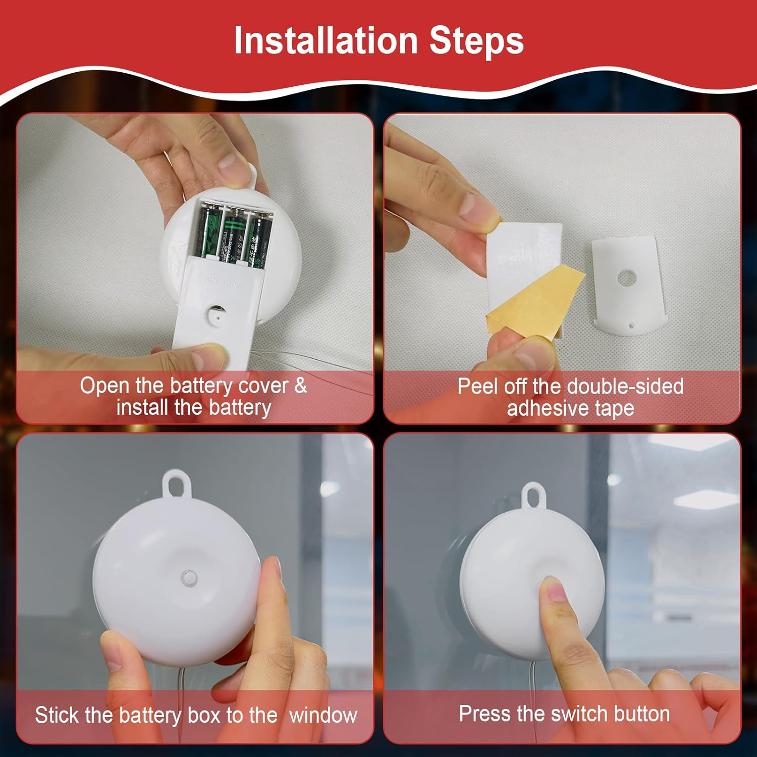 BAOMING Christmas Window Lights Hanging Stars 3, RGB Colour Changing, Battery Operated, for Window, Door, Interior Walls Decorating image number 1