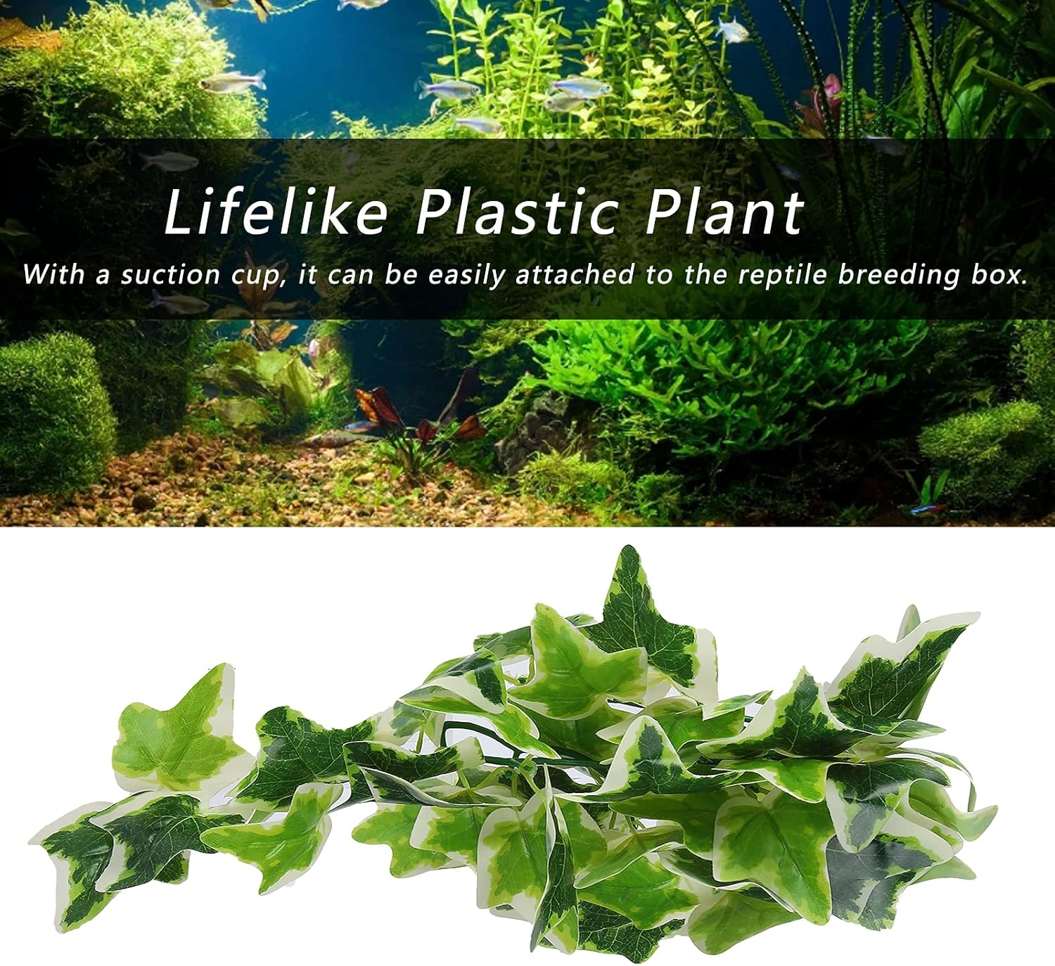 Artificial Reptile Plants Hanging Vines Fake Foliage for Terrarium with Suction Cup Suitable for Reptiles Fish Decoration (#20)