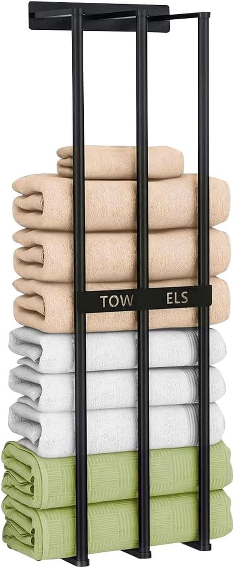Bath Towel Bars,Towel Racks for Bathroom Wall Mounted, Towel Storage, Metal Bath Towel Holder for Folded Large Washcloths (Black) image number 6