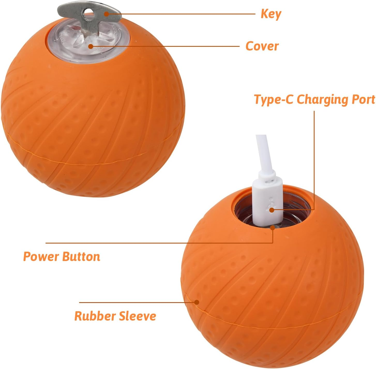 Litinliv Interactive Dog Toy Ball, Interactive Remote Control LED Dog Toy Ball, Smart Active Rolling Ball Dog with USB Cable, Fun Tough Dog Toys, for Small Medium Dogs image number 4