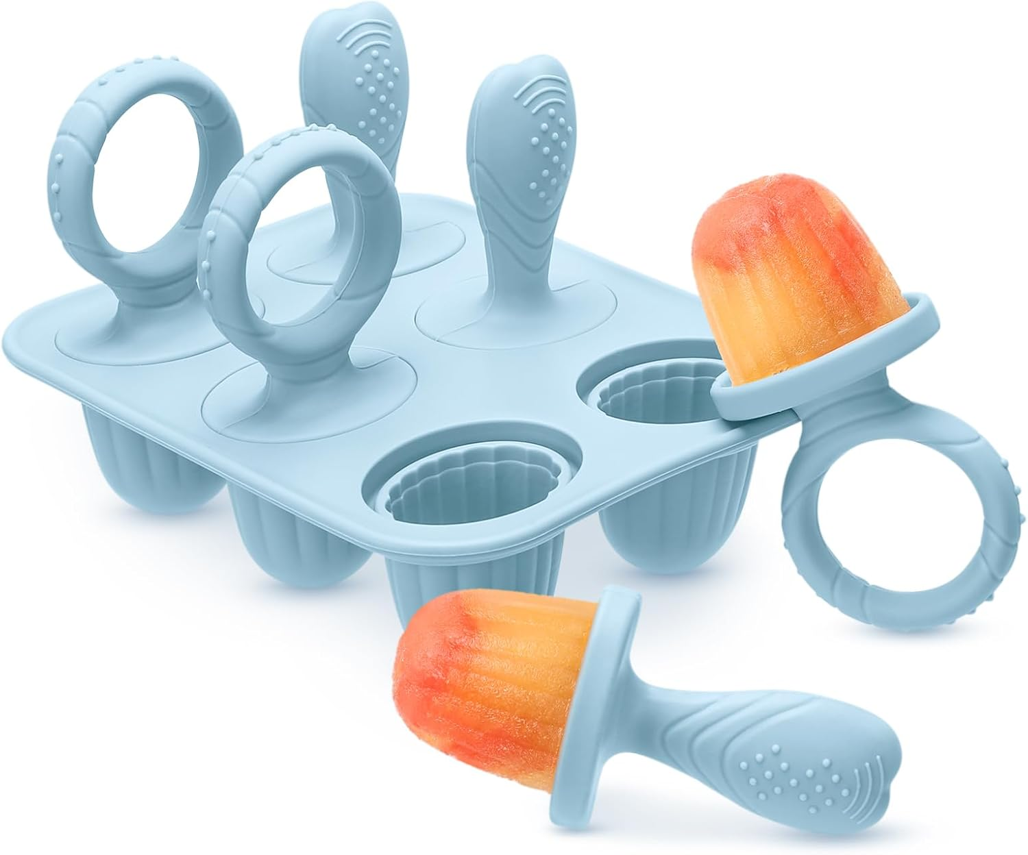 Silicone Popsicle Molds - Bpa-Free Ice Lolly Moulds for Kids & Adults, Reusable Freezer Treat Makers with 4 Sticks (Blue) - Perfect for Homemade Ice Pops, Yogurt & Juice Bars