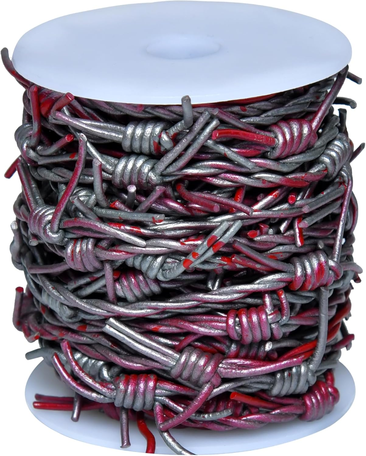 Metallic Cords Essentials Fake Barbed Wire Braid of 1.5 Mm round Leather Cord 10 Meter (32.8 Feet) (Blood Red)