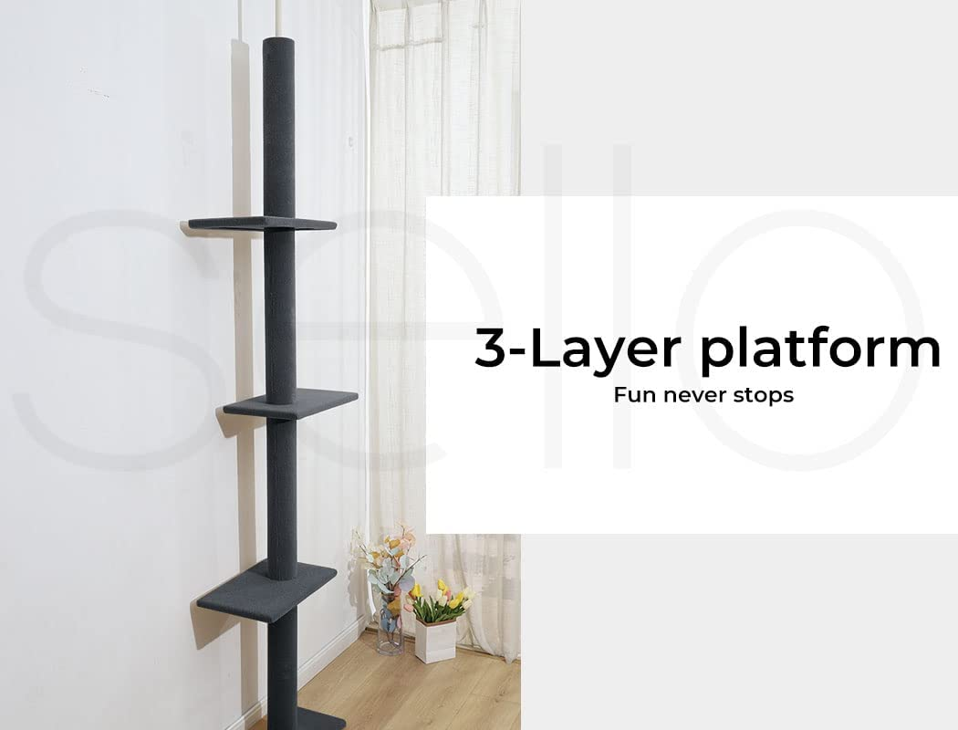 Pawz Scratching Post Furniture Condo Tower House High Ceiling Cat Tree Scratcher, Black - Brown image number 5