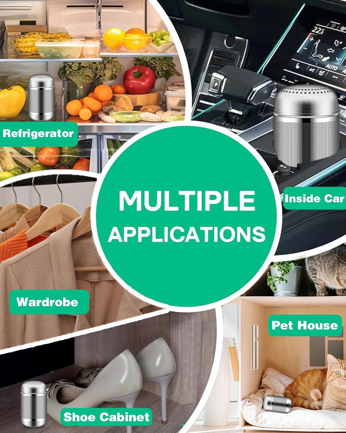 Bixobag Refrigerator Odor Eliminator - Activated Carbon Fridge Deodorizer - Lasts 10 Years - Silver - Air Purifier image number 2