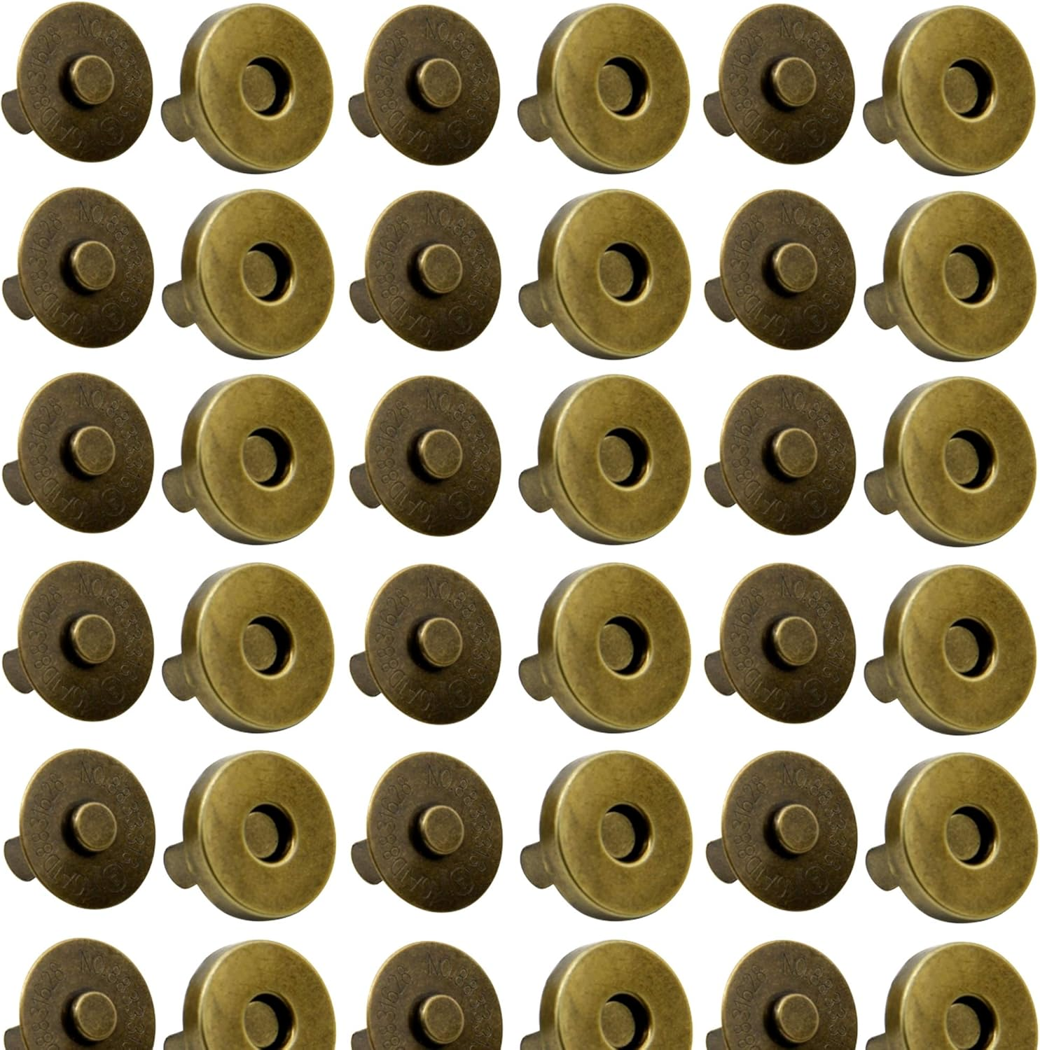 MYUBWTF 20 Set Magnetic Button Clasp Snaps, 3/4&ldquo; Purse Magnetic Bag Fastener Clasp, Magnetic Button Replacement Kit for Sewing, Craft, Purses, Bags, Clothes, Leather (Antique Brass)