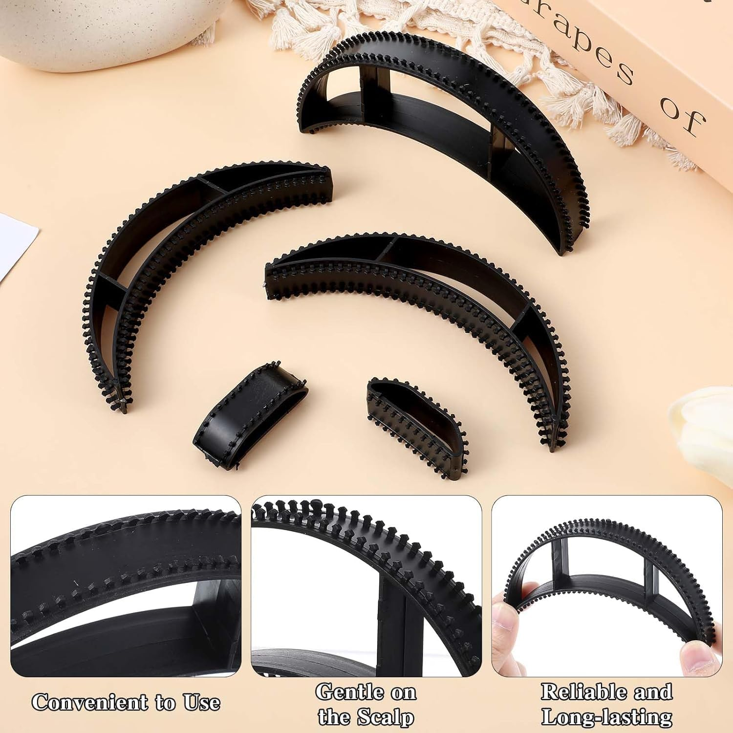 Bump It Black Styling Coiler Set,5Pcs Hiar Bun Black Styling Coiler Set Bump It Hair Accessory,Bump It Black Styling Coiler,Bump It Set Black Styling Coiler for Hair Accessory Bump Fluffy Hairdressing image number 4