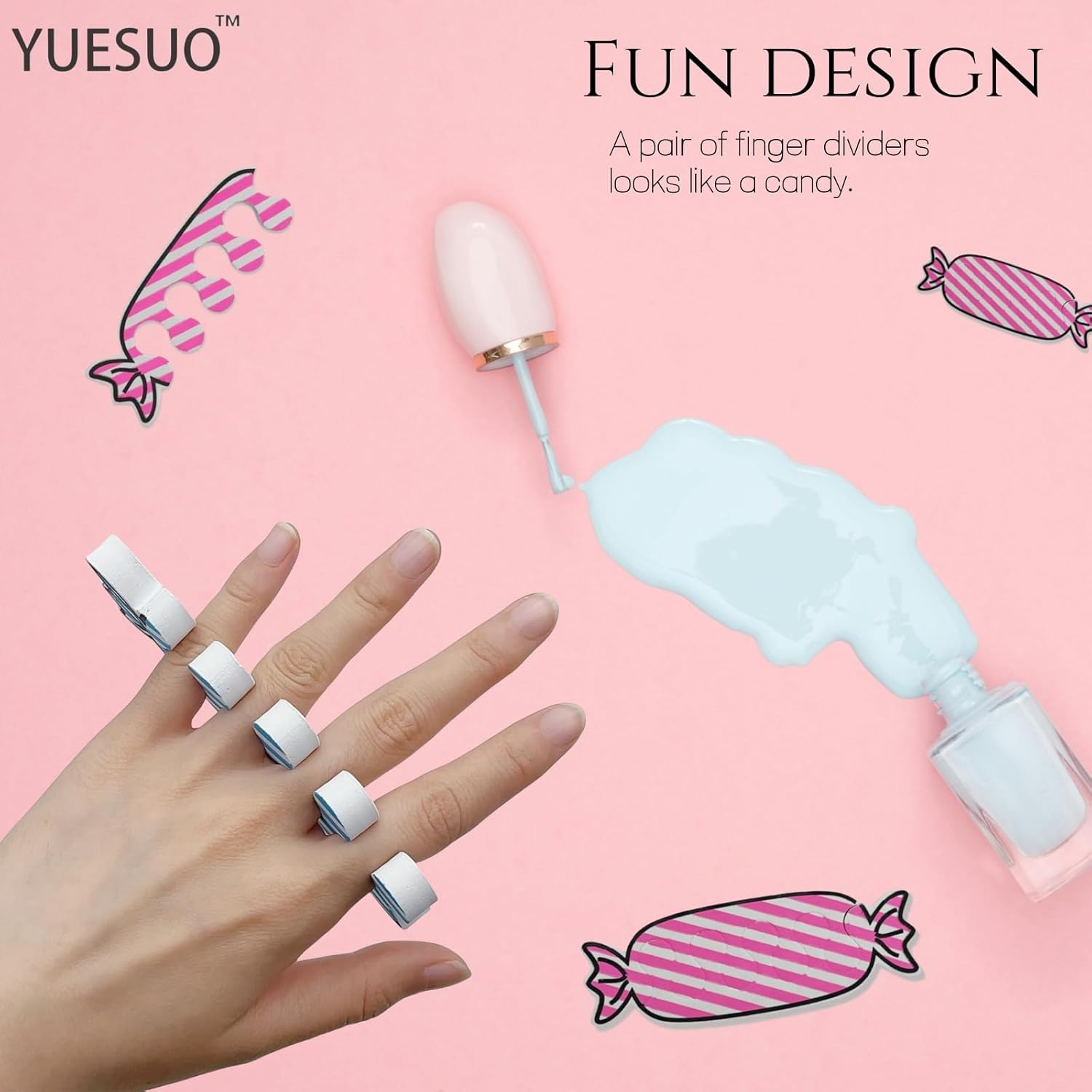 YUESUO 12 Pair Finger Spreader Set High Density EVA Material Finger Divider Spacer Cushions Candy Nail Art Tool (Blue+Pink+Green) image number 4