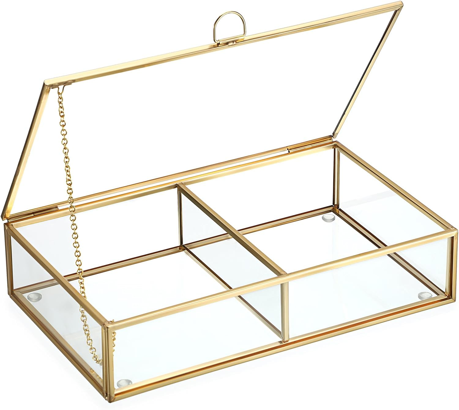 Hipiwe 2 Slots Vintage Glass Keepsake Box Polaroid Photo Storage Box Decorative Photo Organizer image number 6