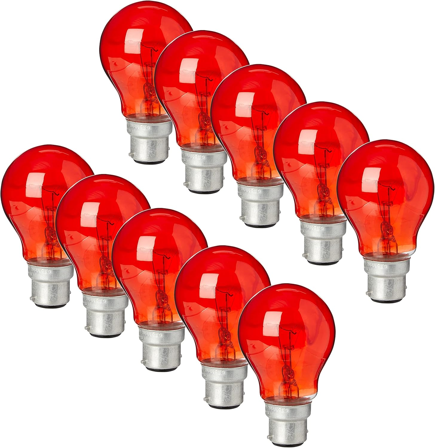 Status Incandescent GLS Fireglow Light Bulb | 60 Watt Large Bayonet Cap | Pack of 10 | Red | 60SGBCFG10 image number 1