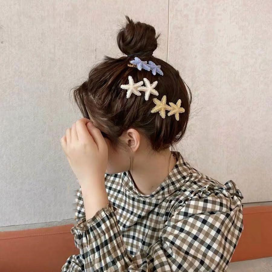 Starfish Hair Clips Mermaid Seashell Clip 4 Pcs Sea Shell Hair Barrettes Seastar Clips Mermaid Starfish Acessories for Women Girls Sea Shell Seashell Hairpieces image number 1