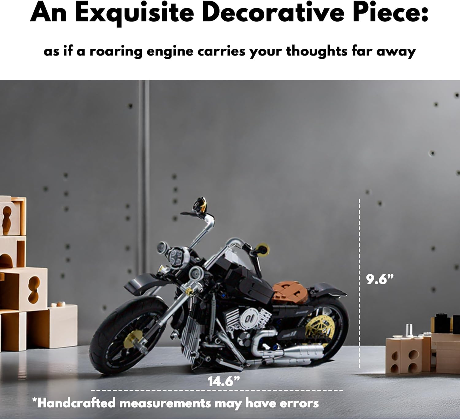 TAIKONLAB Vintage Motorcycle Building Block Toy Set, Collectable Heavy Motorcycle Building Block Model Kit, Gift for Kids and Adults (445 Pieces) image number 5