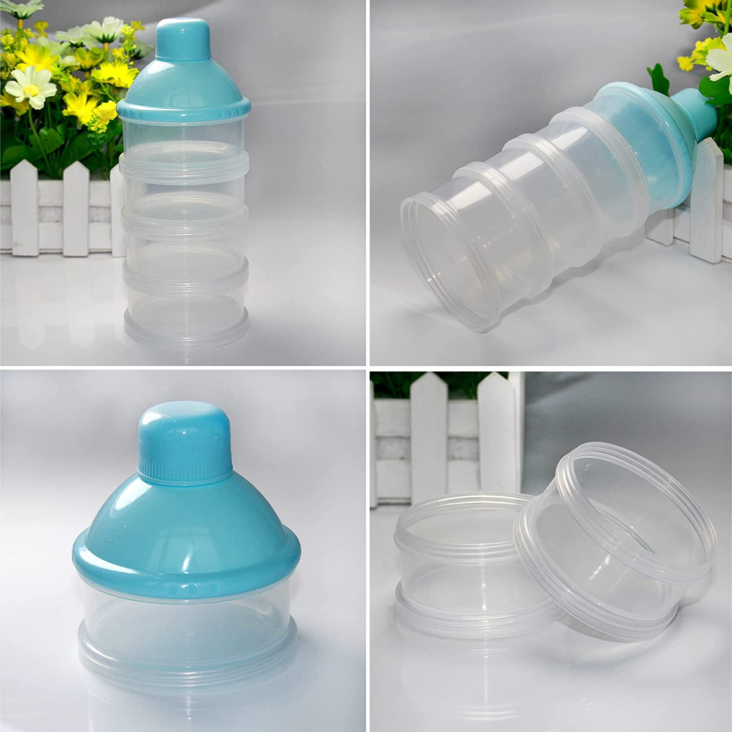 2 PCS 5 Layers Baby Milk Powder Dispenser, Milk Powder Pots, Formula Dispenser Portable Milk Powder Formula Dispenser Container Pot Box Milk Cans Snack Storage Box for Travel(Light Pink+ Light Pink) image number 3