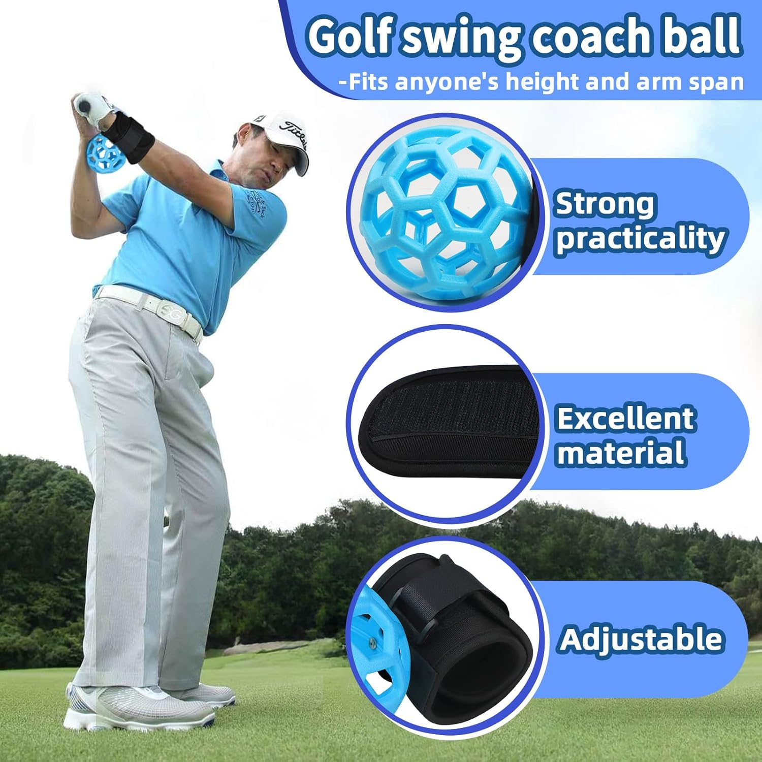 THE GOLFER STORE Smart Ball Golf Training Aid Golf Swing Trainer Ball, Practical Training Aid for Golf, Intelligent Ball for Beginner Posture Training, Golf Wrist Strap Training Ball image number 3