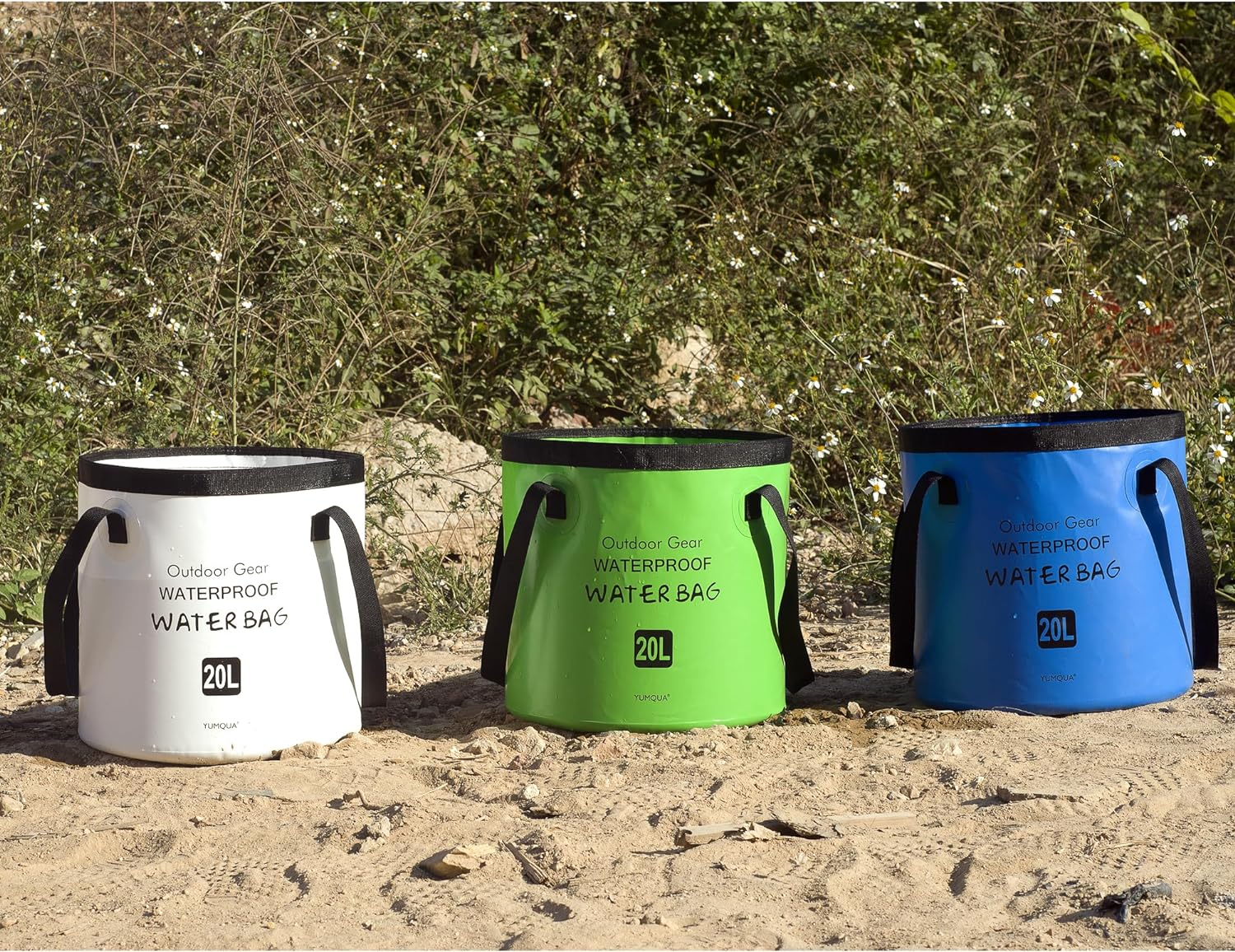 YUMQUA Collapsible Bucket 5 Gallon(20L), Multifunctional Portable Folding Bucket Water Container Wash Basin for Camping Fishing Hiking Traveling Outdoor Survival Gardening Car Washing (Blue)