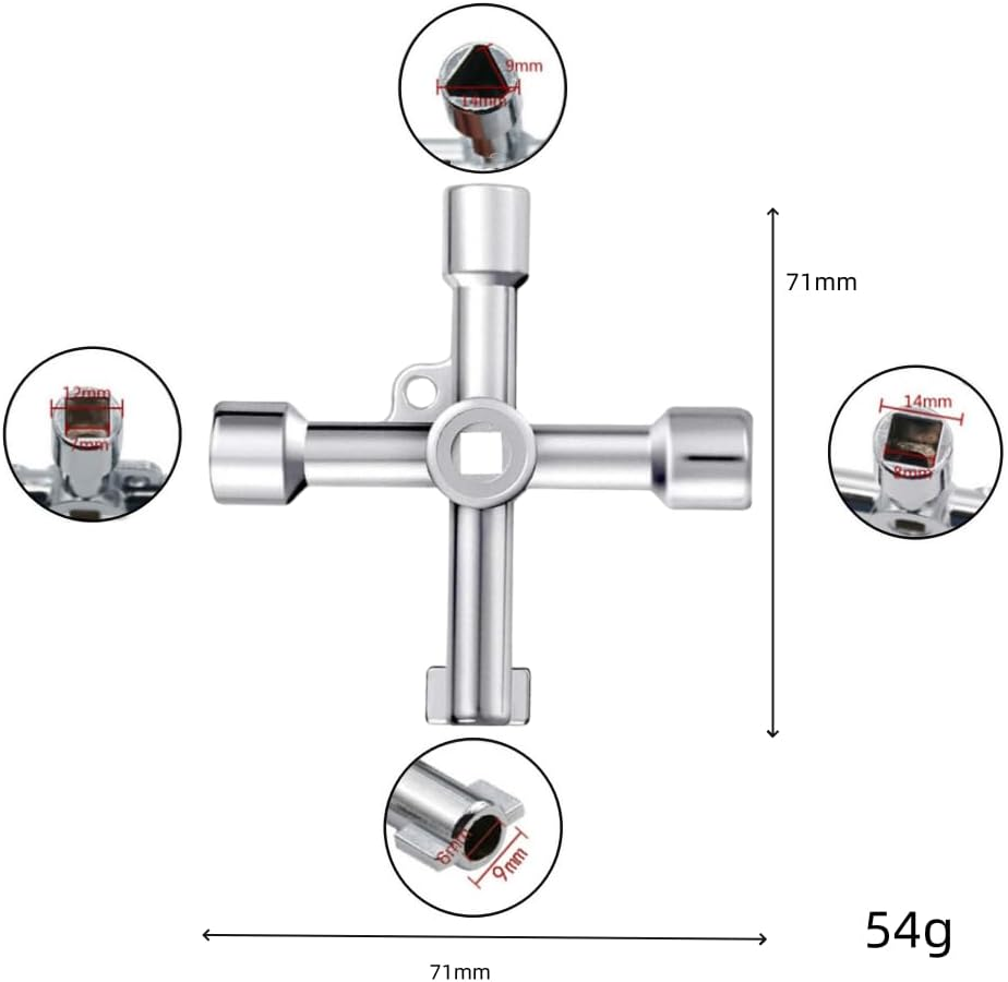 4-Way Key, 2 Pcs Multi-Functional Utilities Key, Plumbing Key Wrench, Plumber Key Opening Key Tool,For Electric Control Water Gas Meter Box Cupboard Cabinet Train image number 3