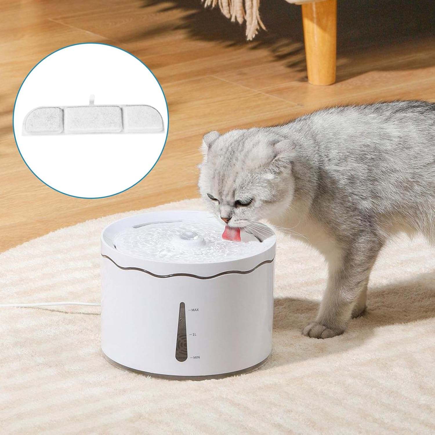 Pack of 12 Cat Fountain Filters for Drinking Fountains, Replacement Filters 12 Pieces Carbon Filters and 12 Pieces Foam Filter, Activated Carbon Filter Drinking Fountain Replacement Carbon Filter image number 4