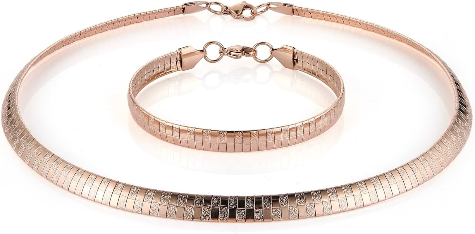 HZMAN Stainless Steel Omega Chain 8Mm Solid 18 Inch Necklace and 8.5 Inch Bracelet Jewelry Set for Men Women