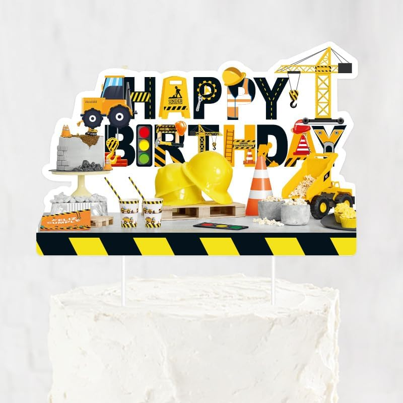 Transportation Banner Construction Party Supplies Kits Cake Decoration DIY Cupcake Topper Transportation Happy Birthday Banner for Boy Girl Birthday Party Supplies. image number 3