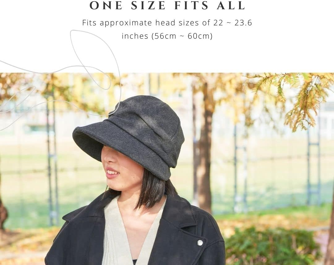 CHARM Womens Newsboy Winter Hat - Organic Cotton Bonnet Visor Casquette Chemo Cap - Black image number 4