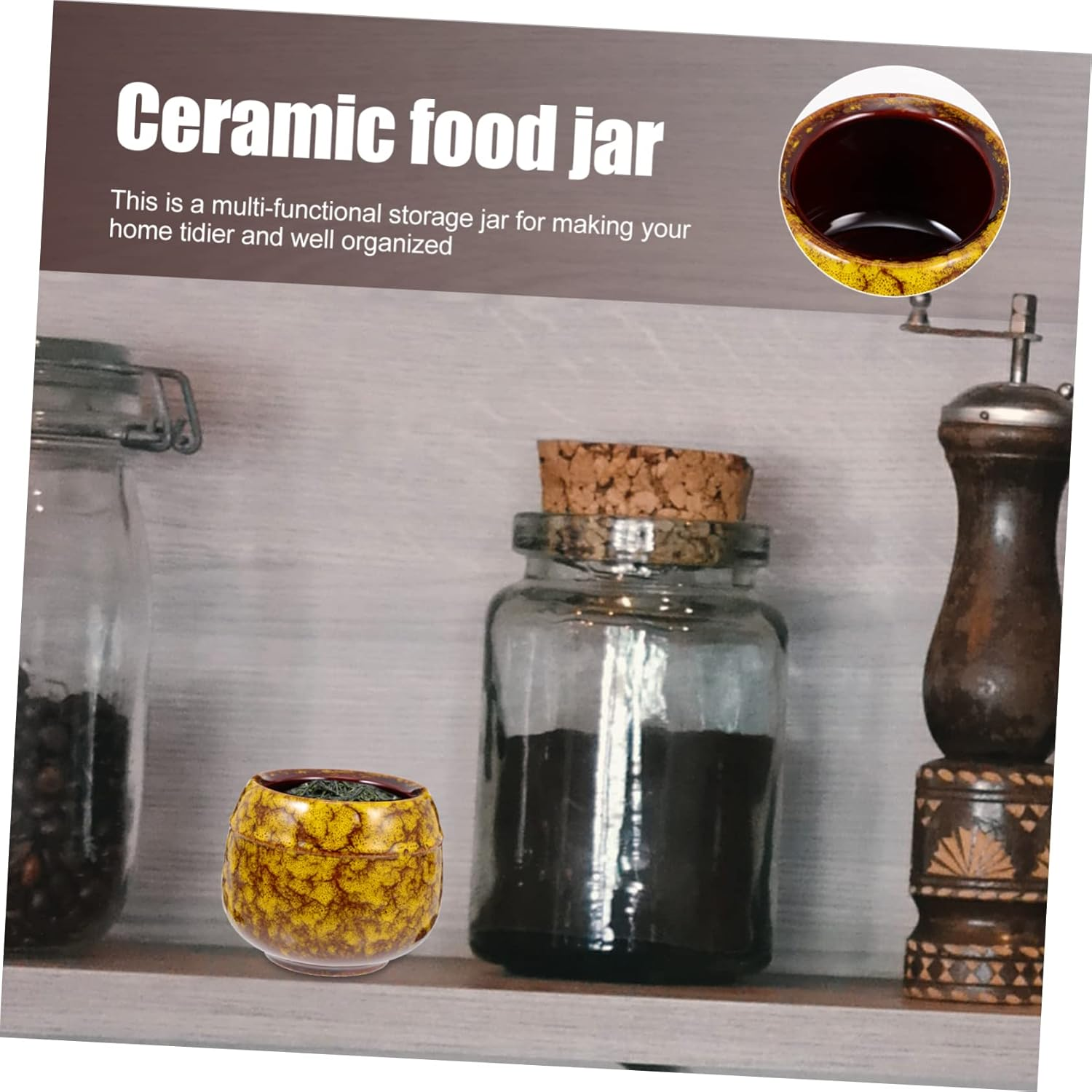 CIYODO Retro Ceramic Tea Leaf Storage Jar Large Tea Canister Dried Fruit Jar for Home Decor image number 5