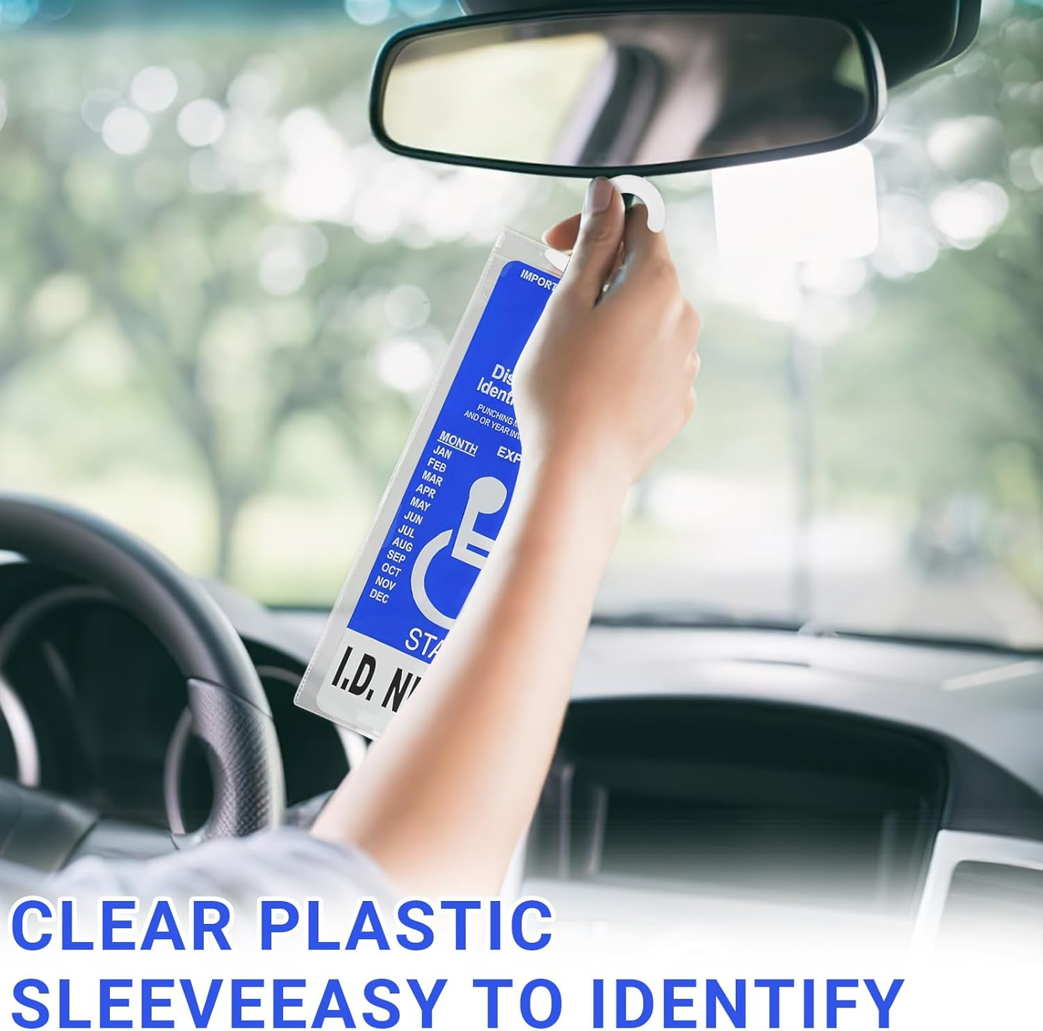 8 PCS Handicap Placard Holder, Plastic Disabled Parking Permit Holder with Large Hanger, Transparent Disabled Placard Holder for Car (Transparent)