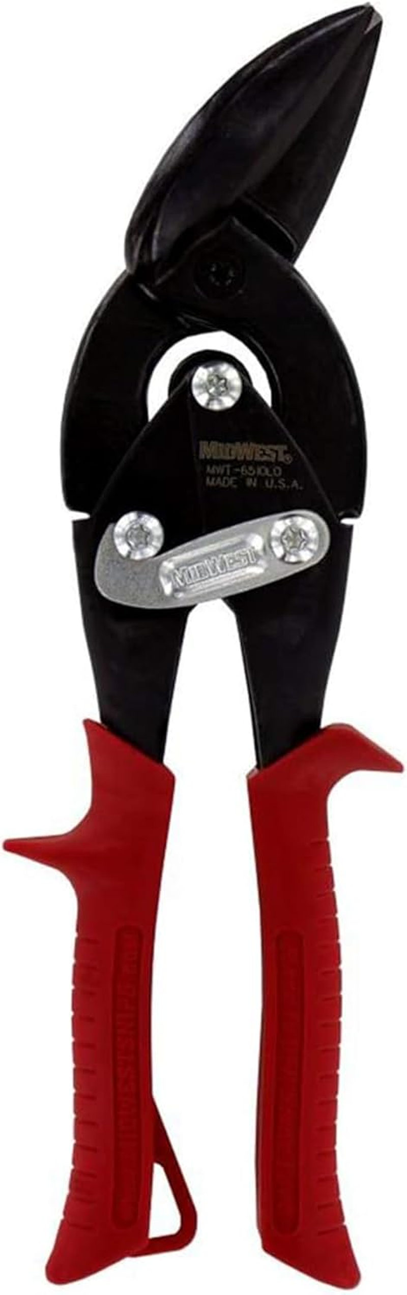 Midwest Tool & Cutlery Blackout Series Aviation Snip - Left Cut Offset Tin Cutting Shears with Forged Blade & KUSH'N-POWER Comfort Grips - MWT-6510LO