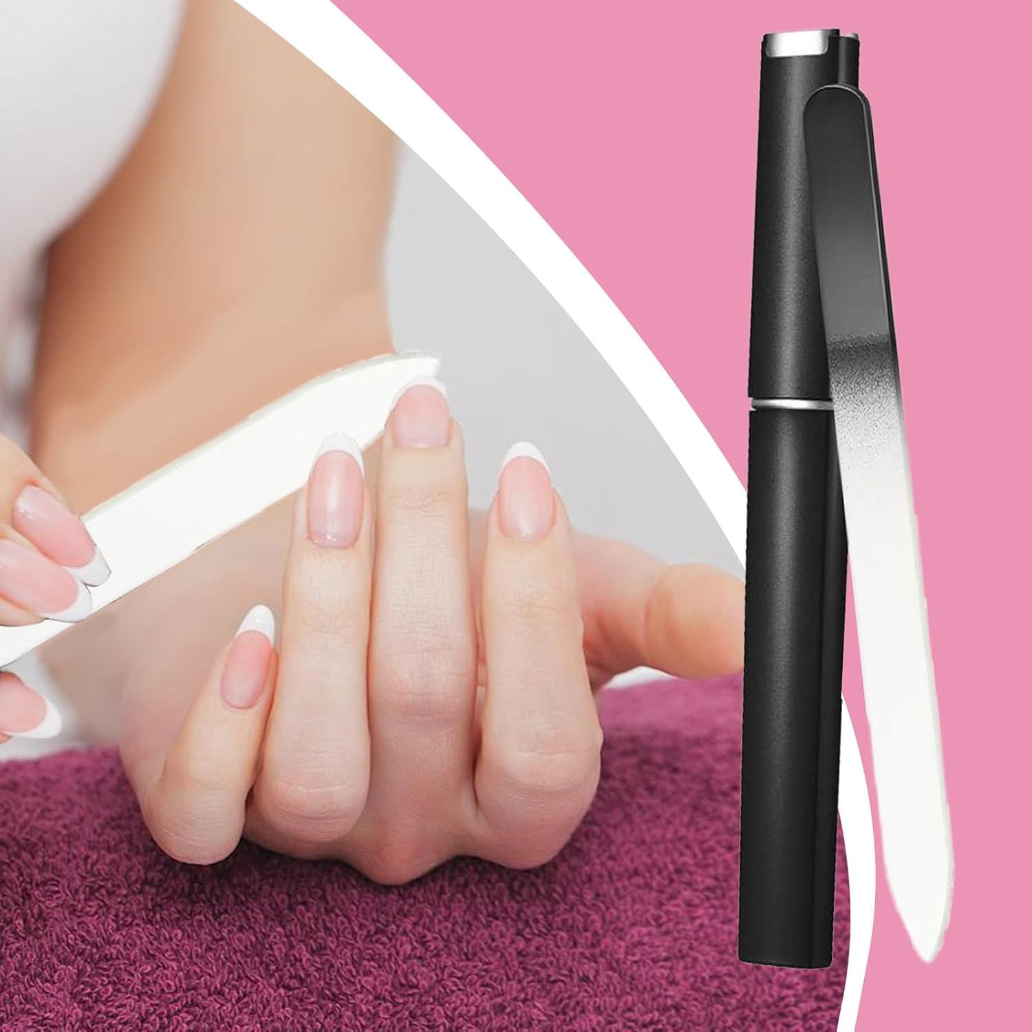 Crystal Glass Nail File - Cuticle Pusher | Professional Heavy Duty, Double Sided Etched Crystal File & Travel Case for Nails Shape and Smooth Nails Jmedic - Silver image number 6