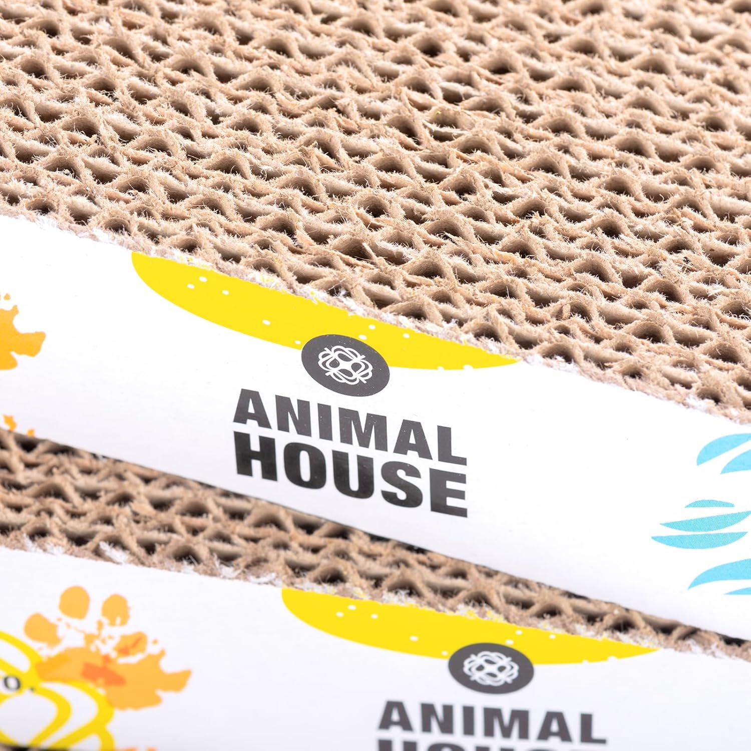 Animal House Cat Scratching Post Set Made of Cardboard 3 Pieces for the Fun of Your Cat Friends, 2 Layers Reversible (Flat, 3) image number 1