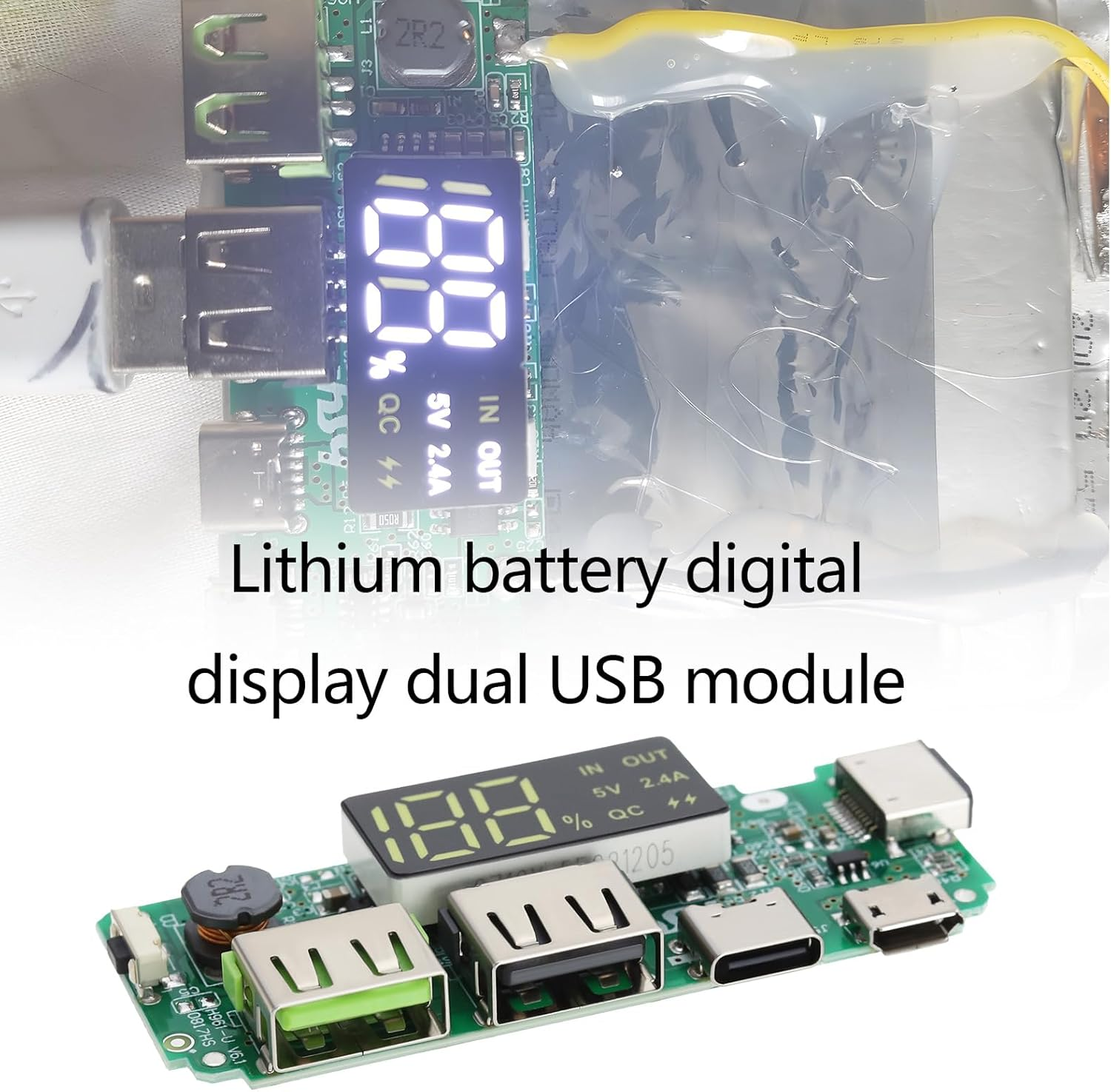 2Pcs 18650 Lithium Battery Charger 5V 2.4A Dual USB Circuit Board Digital LCD Display Module with Overcharge Overdischarge Short Circuit Protection image number 5