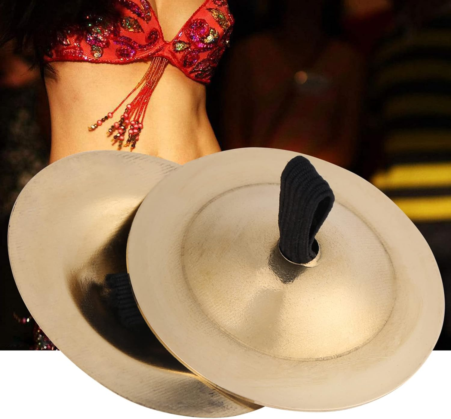 2Pcs Finger Cymbals, Belly Dancing Finger Cymbals Brass Finger Dance Zills Musical Instrument for Dancer Party, Single Hand Operation Only image number 2