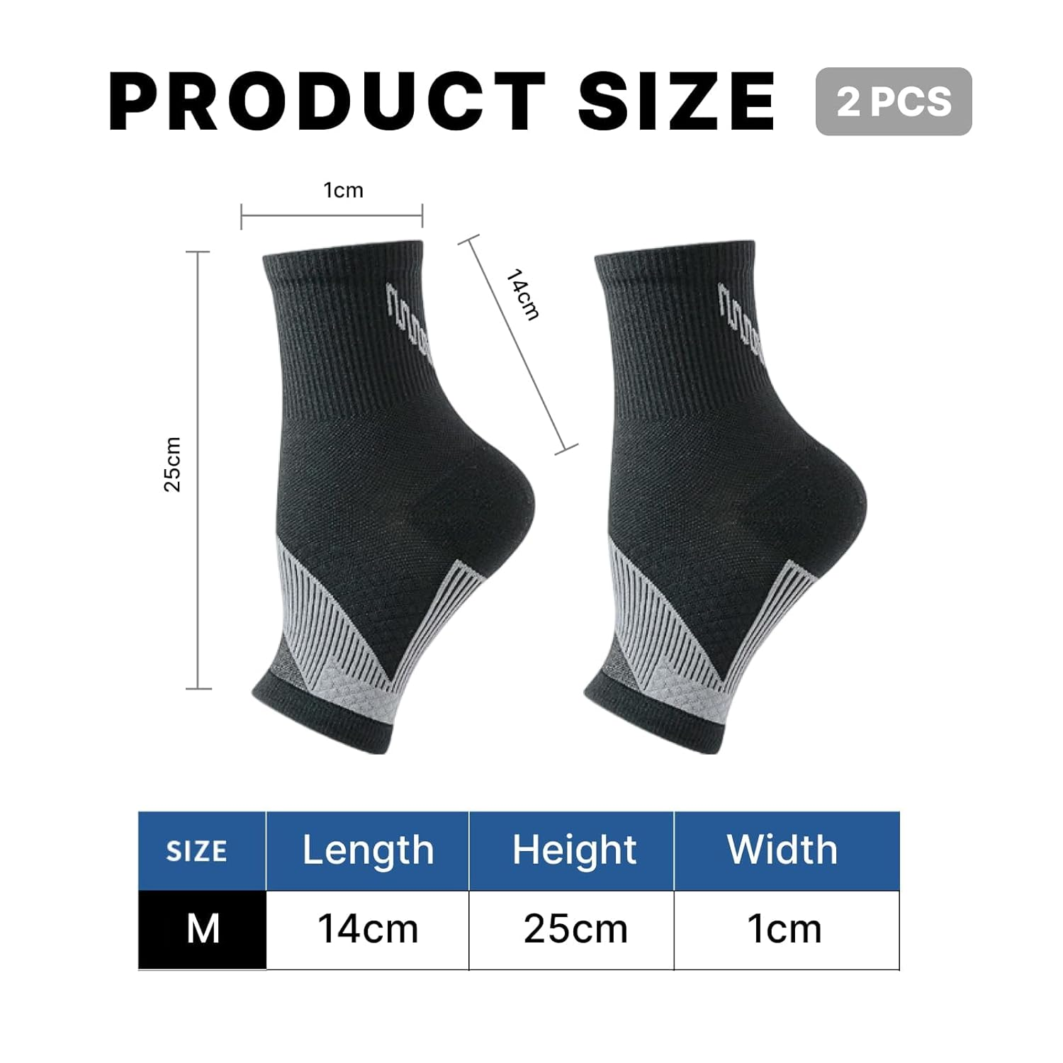 Plantar Fasciitis Compression Socks with Arch Support Medical Grade Ankle Brace for Foot Pain Relief, Swelling Reduction, and Enhanced Circulation Ideal for Running, Yoga, Travel, and Daily Wear Black, M EU 38-40