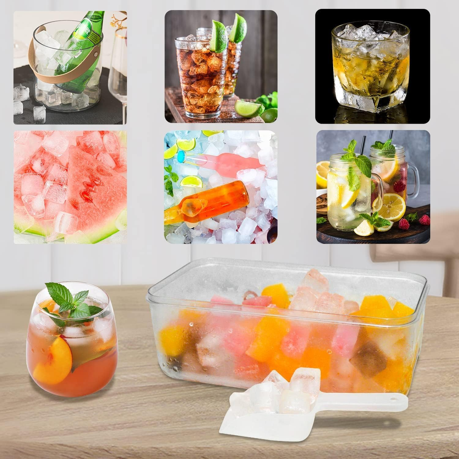 64 Cavity Ice Tray Set - Pop-Up Silicone Molds with Lids and Storage Bins, Bpa-Free Food-Grade Silicone, Including Spoon and Press Plate, Great for Parties, Get-Togethers and DIY Fun