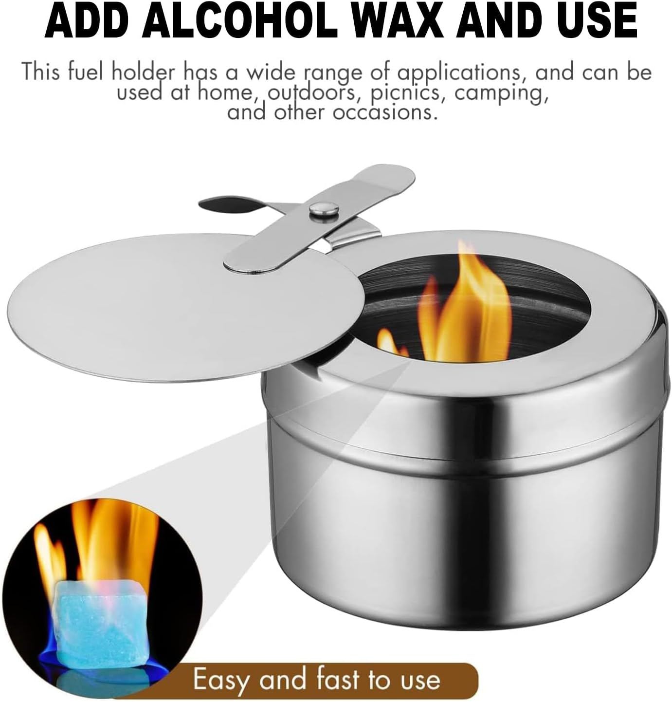 4 Pack Chafing Fuel Holder, Stainless Steel Fuel Holders with Safety Cover, Fuel Holder Canned Heat Holder for Chafing Dish, Canned Heat Fuel Box for Buffet Barbecue Parties Chafing Dish Buffet image number 3