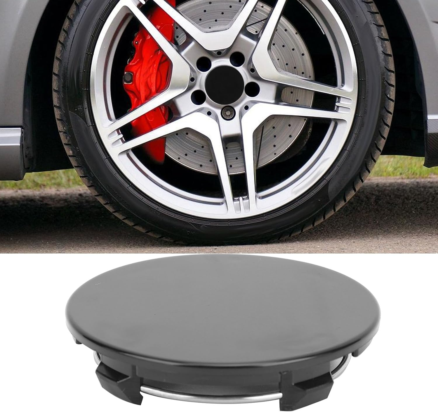 Ejoyous 4PCS 70Mm Wheel Center Caps, 60Mm Inner Diameter Abs+Metal Material Precise, Fit for Sedans/Suvs/Sports Cars, Easy Installation Stylish Decorative Protective Covers (Black) - Black image number 4