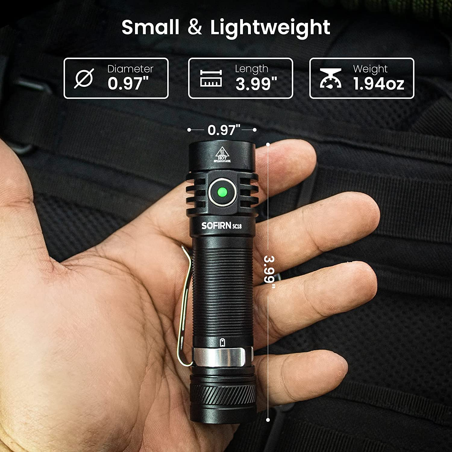 Sofirn SC18 Led Torch Rechargeable 1800 Lumens, Pocket EDC Flashlight with Super Bright LED, IPX8 Water Resistance Handheld Torch, for Camping Hiking Emergency image number 3