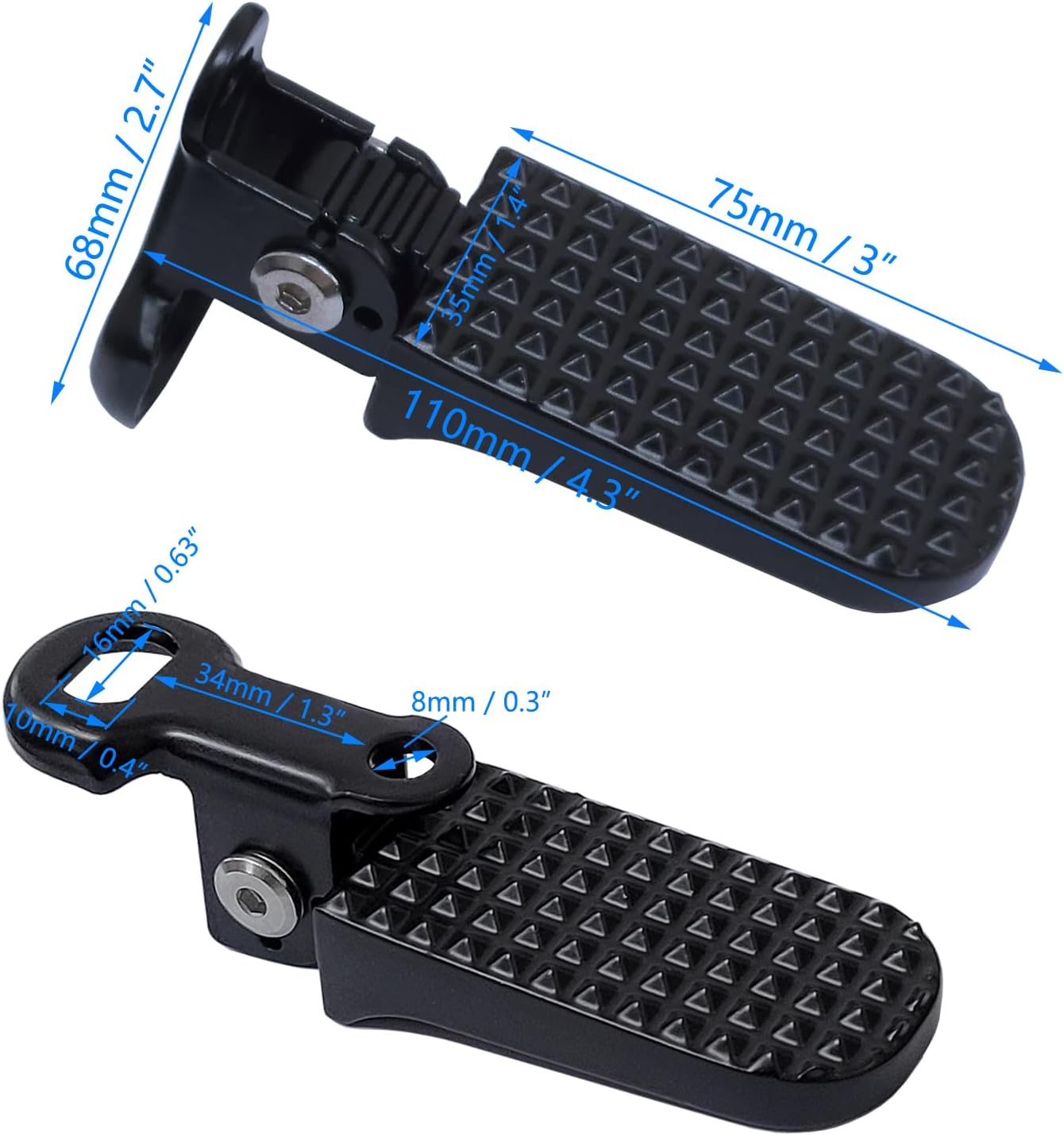 Pair of Aluminium Alloy Non-Slip Bicycle Foot Pegs, Bike Pegs, Folding Bike Rear Pedals for Mountain Bike, Folding Bicycle image number 2